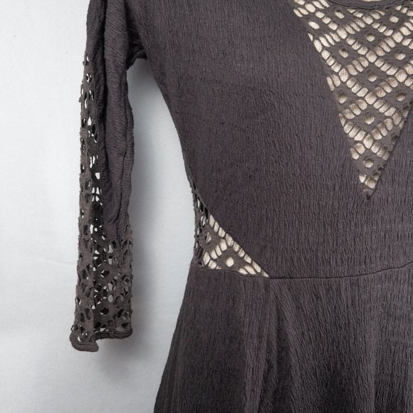 Free People Cutout Lace Dress Peekaboo Gray A-Line Skater XSmall - Picture 3 of 5